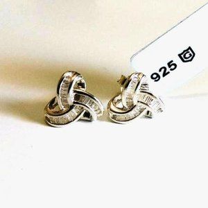 Natural 1/4 ct. Diamond Knot Earrings 925 Silver